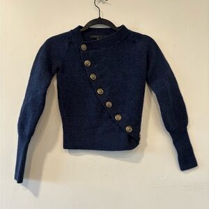 Marc by Marc Jacobs Womens Asymmetrical Navy Blue With Gold Anchors Wool Size S